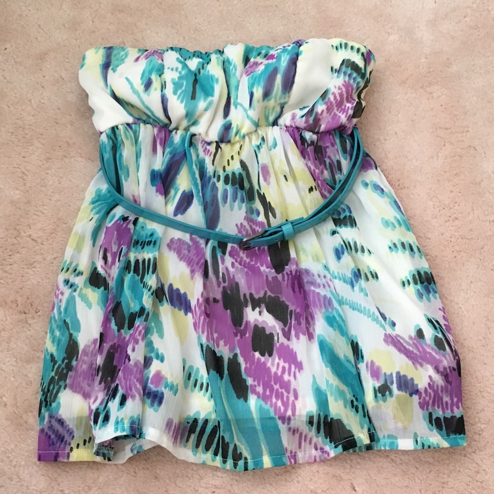 Strapless babydoll floral blouse